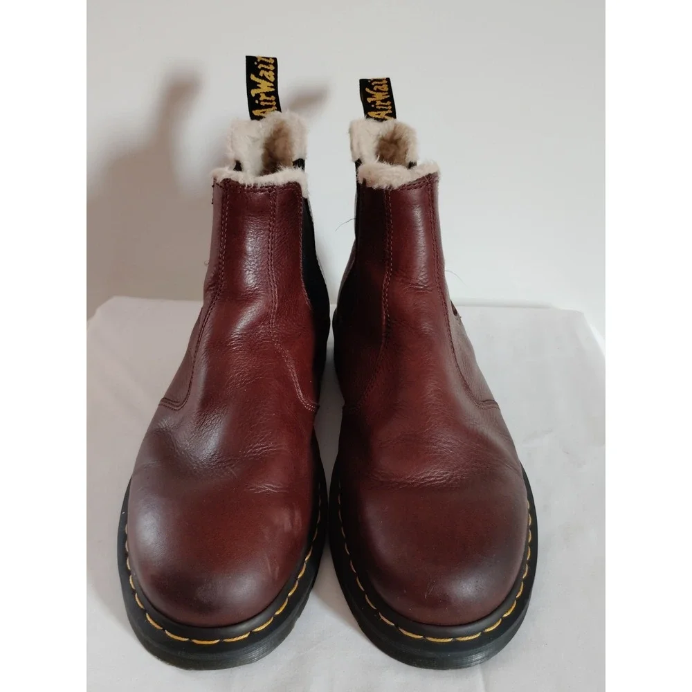 Dr. Martens 2976 FL Fur Lined Dark Brown Leather Chelsea Western Boots Men 12